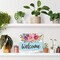 Welcome Hanging Sign Front Door Decor Summer Wooden Welcome Sign Watercolor Floral Welcome Sign Rustic Farmhouse Flower Print Wood Sign for Holiday Home Coffee Shop Window Door Decor